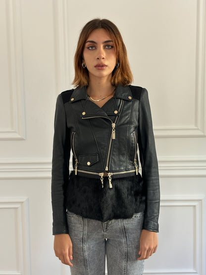 Leather Jacket with Detachable Fur