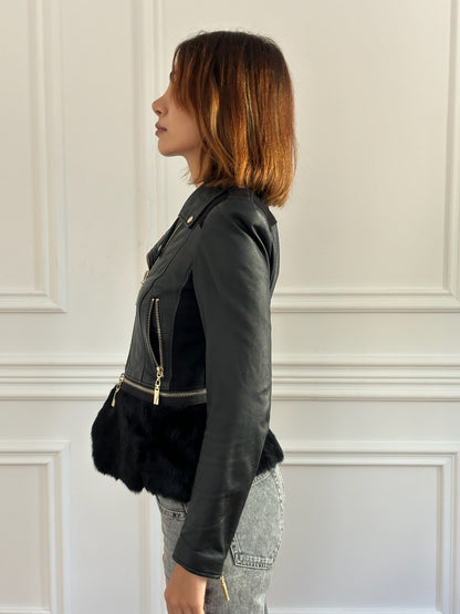 Leather Jacket with Detachable Fur